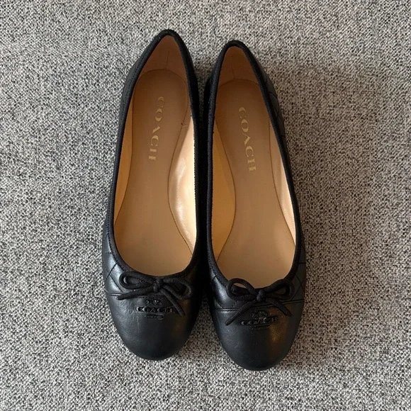 Coach Black Leather Ballet Flats - Picture 1 of 3